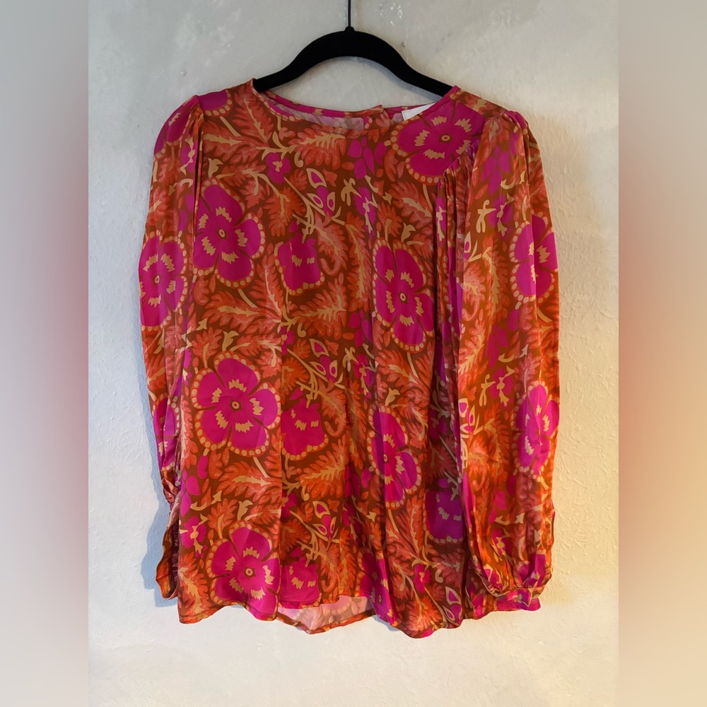 Floral Pink and Orange Women's Top